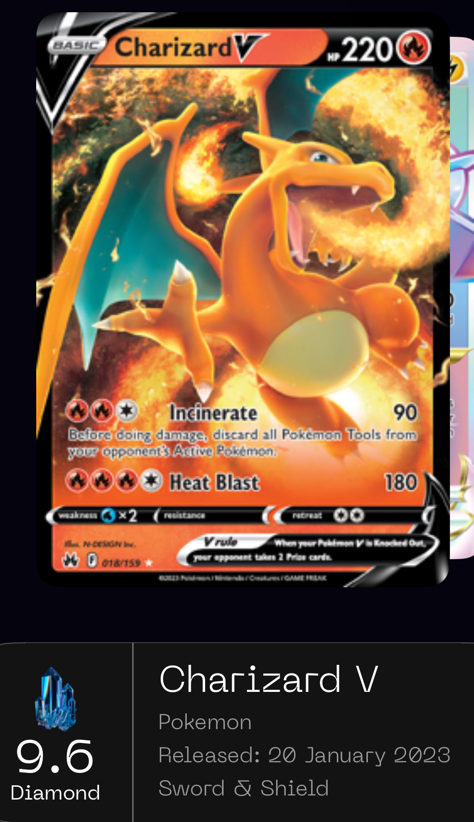Charizard V - 018/159 - SWSH -Crown Zenith