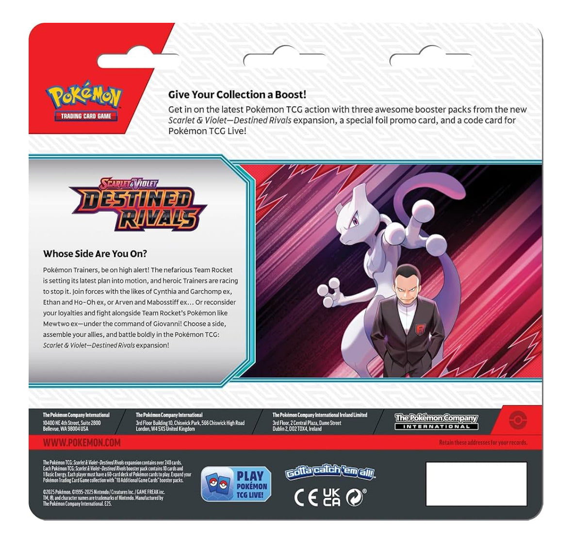 Pokemon TCG Scarlet & Violet Destined Rivals 3 Blister Pack (Receive one at Random)
